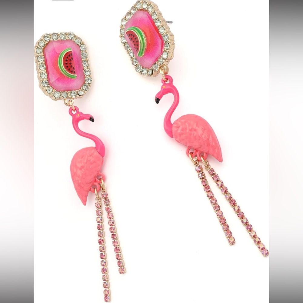 BETSEY JOHNSON Flamingo Watermelon Earrings